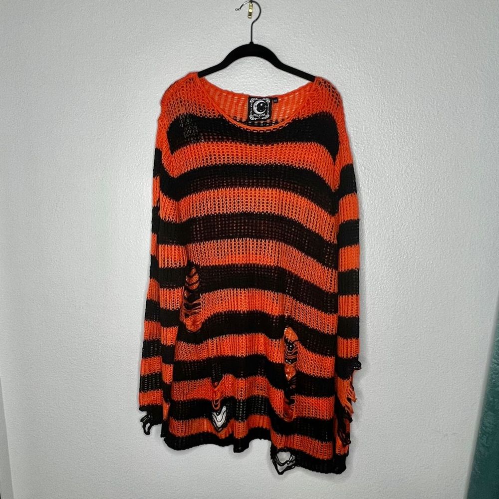 KILLSTAR Orange/Black Striped Sweater
